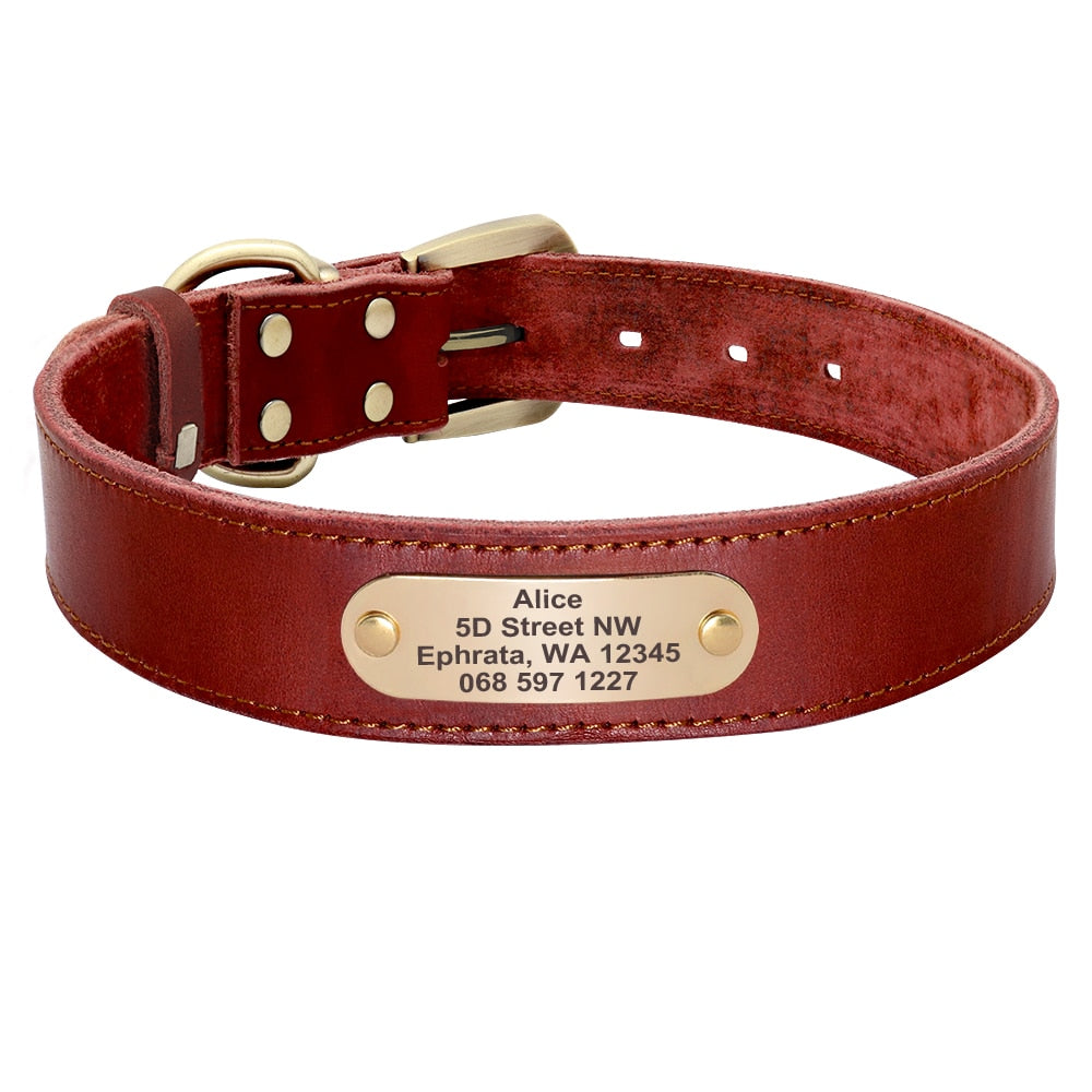 Custom Leather Dog Collar Leash Set