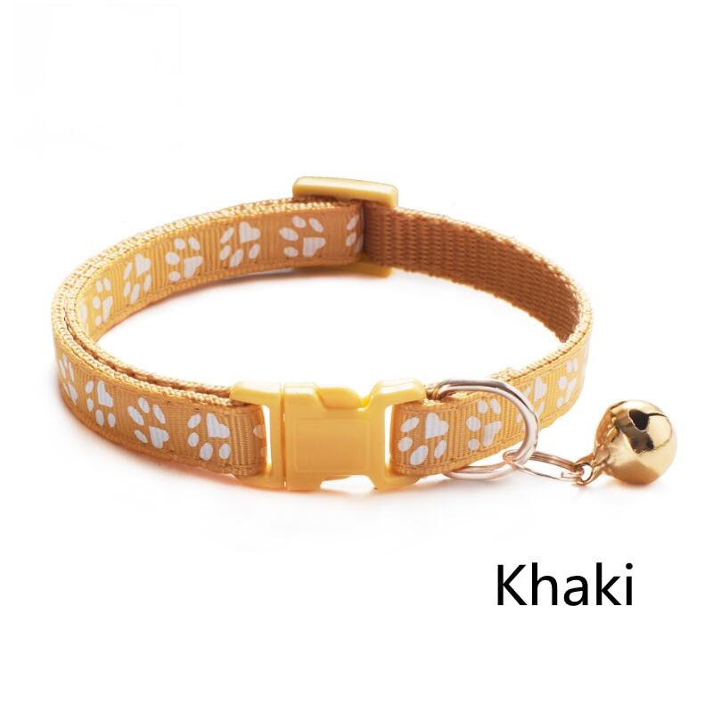 Pet Cat Collar With Bell Cartoon Footprint Colorful