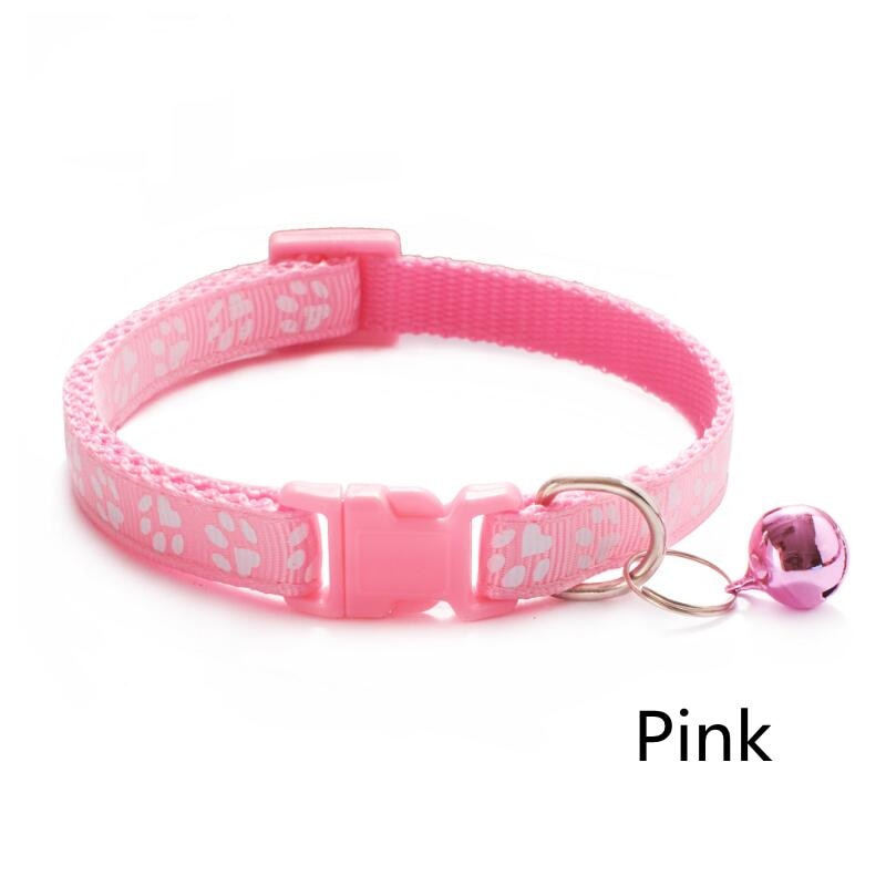 Pet Cat Collar With Bell Cartoon Footprint Colorful