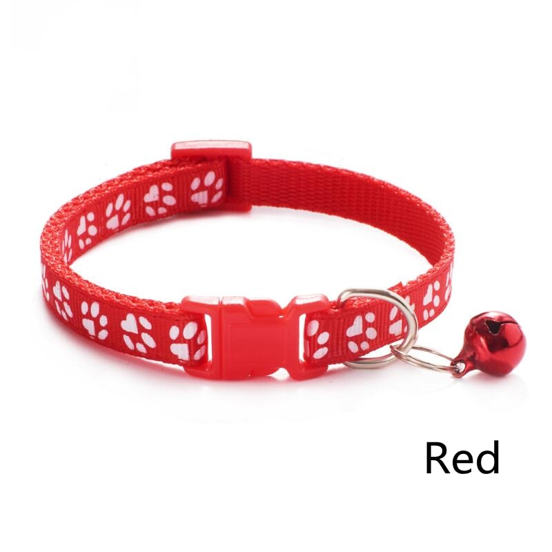 Pet Cat Collar With Bell Cartoon Footprint Colorful