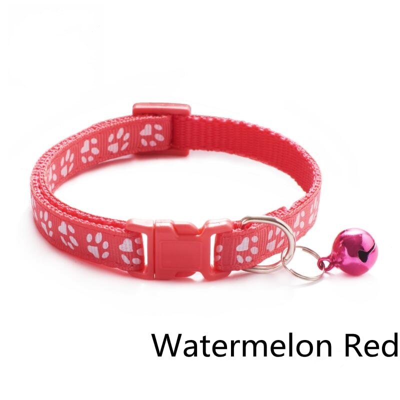 Pet Cat Collar With Bell Cartoon Footprint Colorful