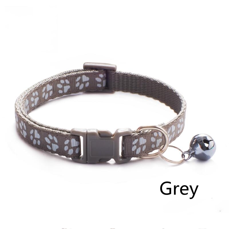 Pet Cat Collar With Bell Cartoon Footprint Colorful