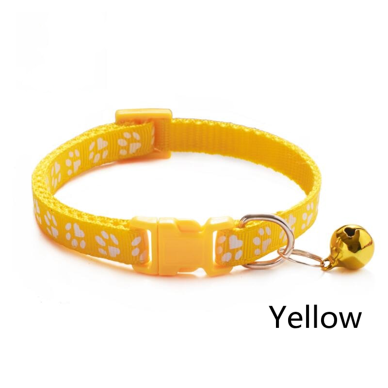 Pet Cat Collar With Bell Cartoon Footprint Colorful